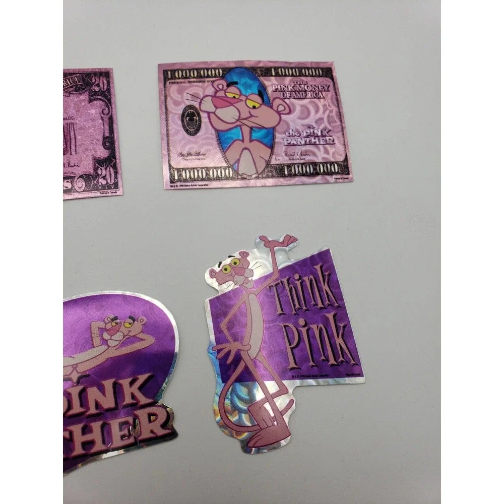 6 Vintage Stickers Pink Panther Cartoon Prism Vending Machine Stickers 1998